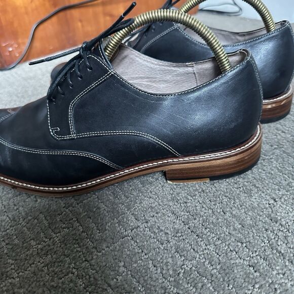 Banana Republic Oxford Black Leather Wingtip Brogue Lace Up Shoes Size 11 - Picture 7 of 13